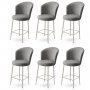 HANAH HOME Set 6 barskih stolica Alte Grey Chrome - slika 1