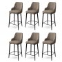HANAH HOME Set 6 barskih stolica Enox Cappuccino Black - slika 1