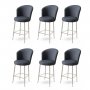 HANAH HOME Set 6 barskih stolica Fora Anthracite Chrome - slika 1