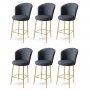 HANAH HOME Set 6 barskih stolica Fora Anthracite Gold - slika 1