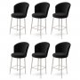 HANAH HOME Set 6 barskih stolica Fora Black Chrome - slika 1