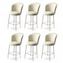 HANAH HOME Set 6 barskih stolica Fora Cream Chrome - slika 1