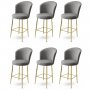 HANAH HOME Set 6 barskih stolica Fora Grey Gold - slika 1