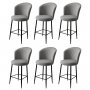 HANAH HOME Set 6 barskih stolica Fora Grey Black - slika 1