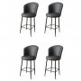 HANAH HOME Set 4 barske stolice Uras Anthracite Black - slika 1