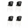 HANAH HOME Set 4 barske stolice Uras Black White - slika 1