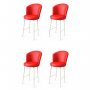 HANAH HOME Set 4 barske stolice Uras Red White - slika 1