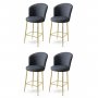 HANAH HOME Set 4 barske stolice Alte Anthracite Gold - slika 1