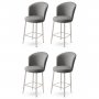 HANAH HOME Set 4 barske stolice Alte Grey Chrome - slika 1