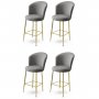 HANAH HOME Set 4 barske stolice Alte Grey Gold - slika 1