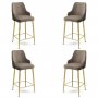 HANAH HOME Set 4 barske stolice Enox Cappuccino Gold - slika 1