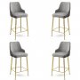 HANAH HOME Set 4 barske stolice Enox Grey Gold - slika 1