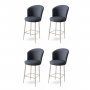 HANAH HOME Set 4 barske stolice Fora Anthracite Chrome - slika 1