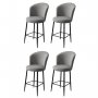 HANAH HOME Set 4 barske stolice Fora Grey Black - slika 1