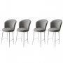 HANAH HOME Set 4 barske stolice Fora Grey White - slika 1