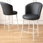 HANAH HOME Set 2 barske stolice Uras Anthracite White - slika 2
