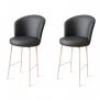 HANAH HOME Set 2 barske stolice Uras Anthracite White - slika 1