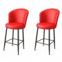 HANAH HOME Set 2 barske stolice Uras Red Black - slika 1