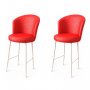 HANAH HOME Set 2 barske stolice Uras Red White - slika 1