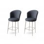 HANAH HOME Set 2 barske stolice Alte Anthracite Chrome - slika 1