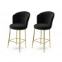 HANAH HOME Set 2 barske stolice Alte Black Gold - slika 1