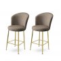 HANAH HOME Set 2 barske stolice Alte Cappuccino Gold - slika 1