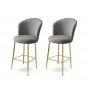 HANAH HOME Set 2 barske stolice Alte Grey Gold - slika 1