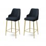 HANAH HOME Set 2 barske stolice Enox Anthracite Gold - slika 1