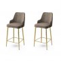 HANAH HOME Set 2 barske stolice Enox Cappuccino Gold - slika 1