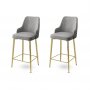 HANAH HOME Set 2 barske stolice Enox Grey Gold - slika 1