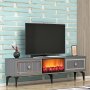 HANAH HOME TV polica Flame Fireplace Anthracite Silver - slika 3