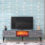 HANAH HOME TV polica Flame Fireplace Anthracite Silver - slika 1