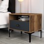 HANAH HOME Noćni stočić Lizbon 529 Walnut Anthracite - slika 1