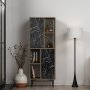 HANAH HOME Višenamenski ormarić Leni Walnut Black Marble - slika 2