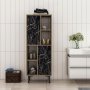 HANAH HOME Višenamenski ormarić Leni Walnut Black Marble - slika 4