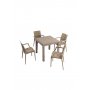 HANAH HOME Baštenski set Rattan 80x80 Small Lux Masa Takimi Cappucino - slika 2