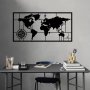 WALLXPERT Zidna dekoracija World Map Metal Decor 7 Black - slika 2