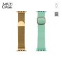JUST IN CASE 2u1 Narukvica za pametni sat 38-41mm zlatna MILANESE + tirkiz TEKSTIL - slika 1