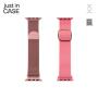 JUST IN CASE 2u1 Narukvica za pametni sat 38-41mm pink MILANESE + pink TEKSTIL - slika 1