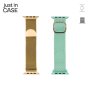 JUST IN CASE 2u1 Narukvica za pametni sat 42-45mm zlatna MILANESE + tirkiz TEKSTIL - slika 1