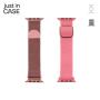 JUST IN CASE 2u1 Narukvica za pametni sat 42-45mm pink MILANESE + pink TEKSTIL - slika 1