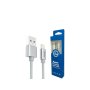 Xwave Kabl USB IPHONE 1.2m 3A,lightning aluminium,upleteni srebrni - slika 1