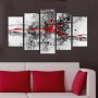 WALLXPERT Slika iz 5 delova SILVER AND RED 5PMDF 18 - slika 1