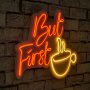 WALLXPERT Zidna LED dekoracija But First Coffee RedYellow - slika 1
