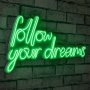 WALLXPERT Zidna LED dekoracija Follow Your Dreams Green - slika 1