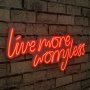 WALLXPERT Zidna LED dekoracija Live More Worry Less Red - slika 1