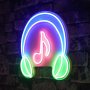 WALLXPERT Zidna LED dekoracija Music Sound Headphones Pink - slika 1
