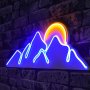 WALLXPERT Zidna LED dekoracija Mountain Blue Yellow - slika 1