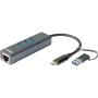 D LINK USB-C/USB 3.0 na Ethernet adapter sa 3 USB porta (DUB-2332) - slika 1