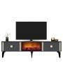 HANAH HOME TV polica Doruk Fireplace Anthracite Gold - slika 3